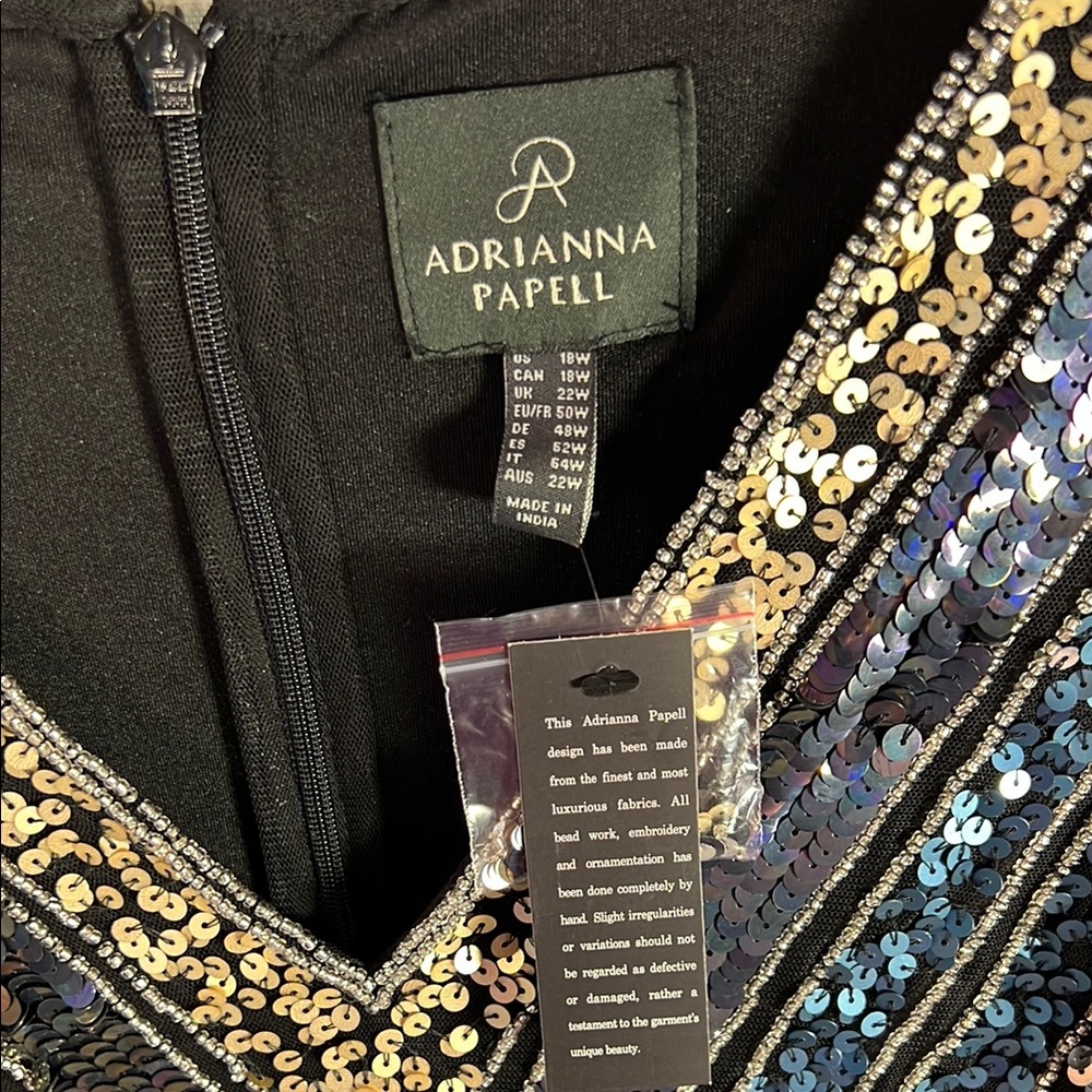 BOGO! Adrianna Papell Long Sleeve V-Neck Sequin Dress NWT - Picture 2 of 4